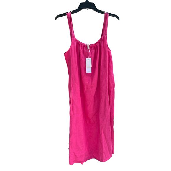 $238 EILEEN FISHER Organic Linen Midi Cami Dress Sundress | Sz S, Geranium Pink - Picture 8 of 16